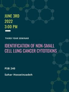 a flyer for Sahar's talk on NSCLC cytotoxins
